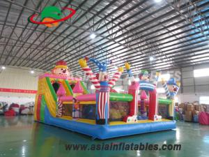 China Anti Ruptured 8 X 6M Colorful Clown Theme Inflatable Fun City factory