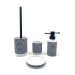 4 Pieces Polyresin Shower Accessories Countertop Toilet Brush Cleaner White Body