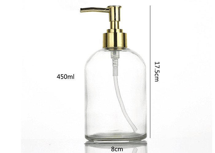 Hotel Bathing Washing Glass Shampoo Bottle With Sprayer Pump Anti Shock