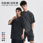 250GSM Blank Shirts Unisex Wide Neck Short Sleeve Oversized Mens Vintage Acid