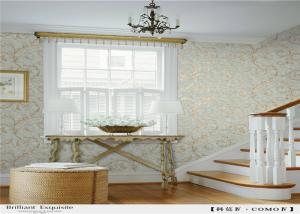 China Pvc Vinyl Peelable Metallic Damask Wallpaper Non Pasted With Water Ink Printing factory