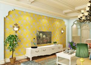China Modern Yellow Color Non Woven Wallpaper Washable For Livingroom , Size Customized factory