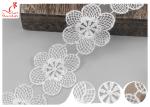 Azo Free Dyeing OEKO - TEX Nylon Lace Trim / Tulle Floral Embroidered Mesh