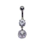 OEM Shiny Zircons Belly Button Piercings Jewelry Curved Silver Belly Bars