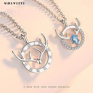 China 15.7in 8g Sterling Silver Jewelry Necklaces Lovers Deer Antler Pendant ODM factory