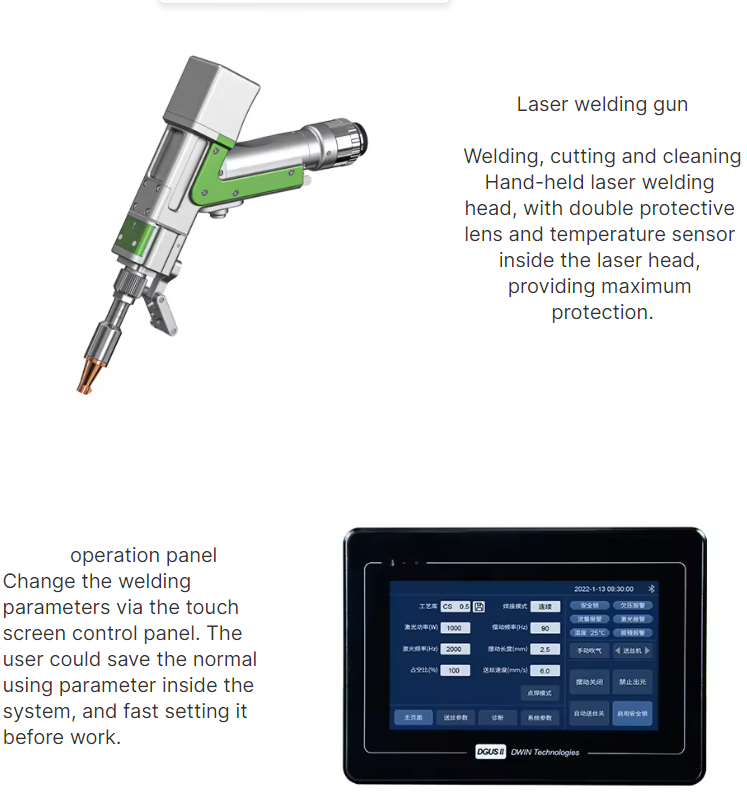 Welding mode Manual Handheld 1000w 1500w 2000w 5mm Stainless Steel Fiber Laser Welding and 3 In1 Laser Cleaning Machine