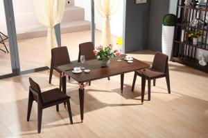 China luxury rectangle wooden dining table with metal frame factory