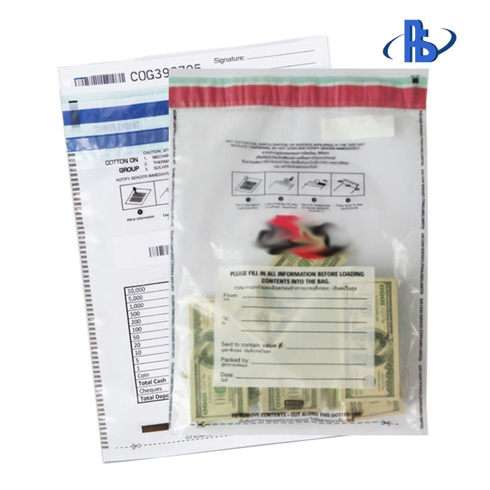 Recyclable Tamper Evident Security Bags , Plastic Bank Deposit Bags