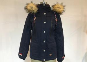 China Winter Parka Thick Warm Hooded Ladies Jacket Coat Navy Cotton Jacket factory