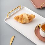 Gold Handled Serving Tray Luxury Ceramic Platter For Party At Restaurant Hotel