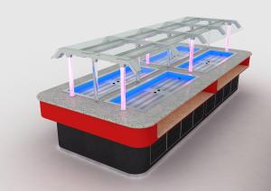 China Marble Cold Buffet Counter Crystal Columns Commercial Kitchen Equipments factory