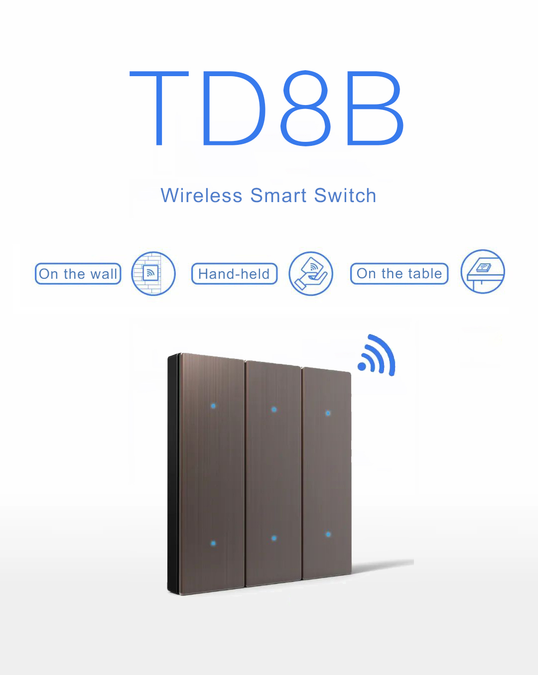 Wireless Wall / Handheld Zigbee 3.0 Switch Bronze / Grey Color 86mm X 86mm Size