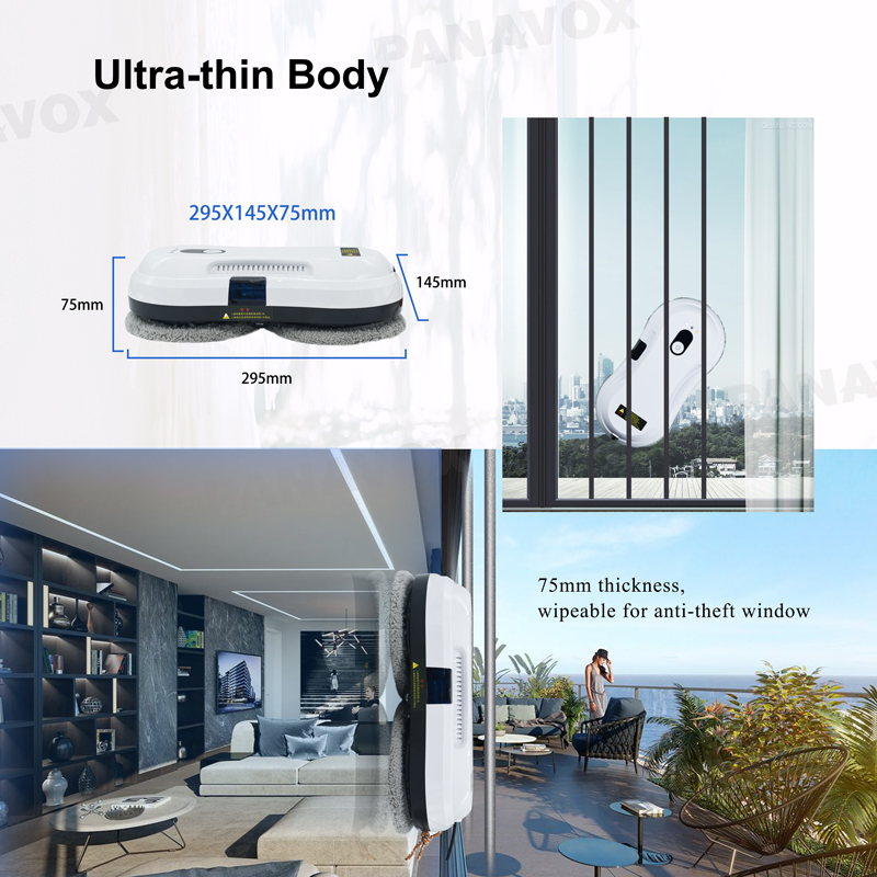 Remote Control Window Cleaner Robot 500mAh 2800Pa Pure Clean Robot Vacuum