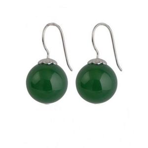China 925 Sterling Silver Green Onyx Bead Dangle Earrings(011634GREEN) on sale
