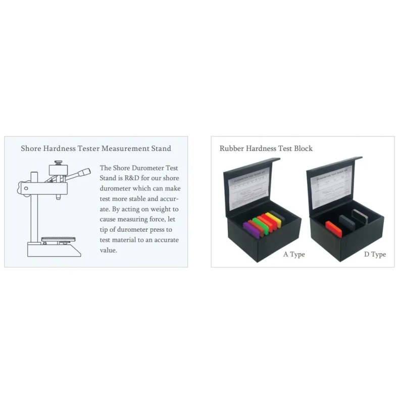 Optional accessories for HT-6510 Shore Hardness Tester including stands and test blocks
