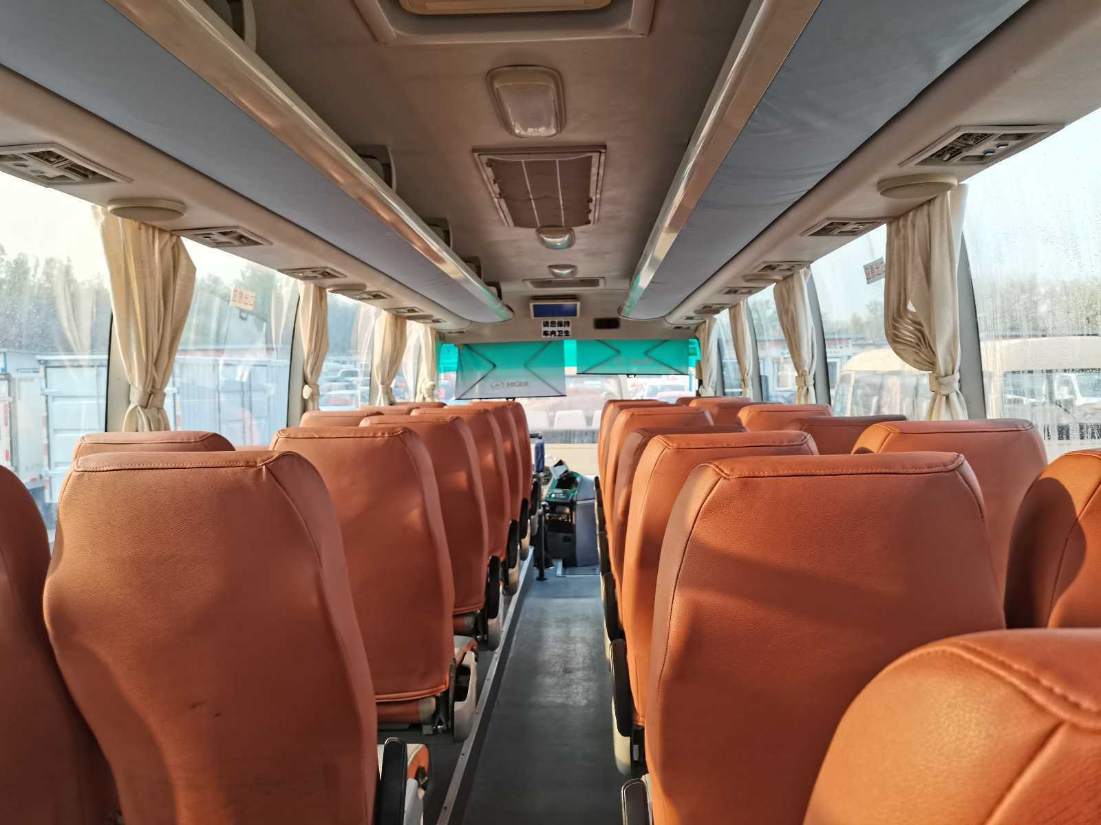 Used Higer Bus KLQ6856 37 Seats Steel Chassis Rear Yuchai Engine Left hand Drive Good Condition with AC