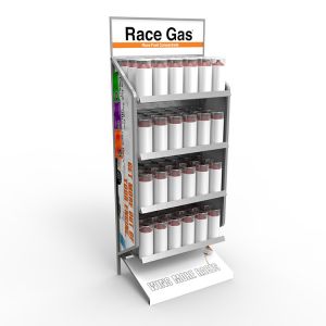 Custom Aerosol Paint Steel Display Rack Race Gas Store Display Stand For Moter Racing