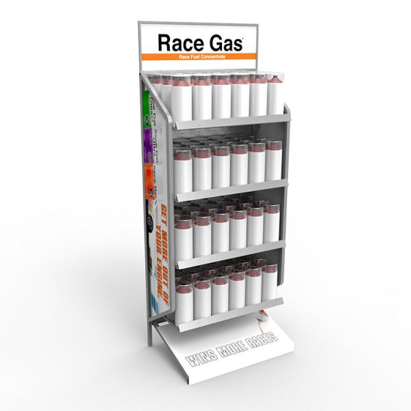 China Custom Aerosol Paint Steel Display Rack Race Gas Store Display Stand For Moter Racing factory