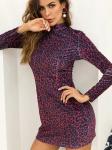 Women Clothing Long Sleeve Mini Leopard Print Dress