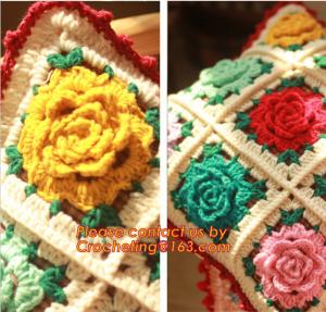 China Handmade 100% Cotton Dimensional Flower Crochet Pillow Cushion Cover Decorative Cushion We factory