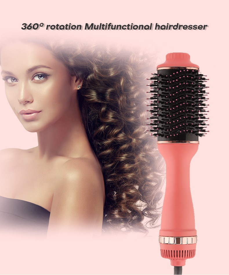3 In 1 Hot Air Hair Comb Blow Dryer One Step Non Disposable Round Shape