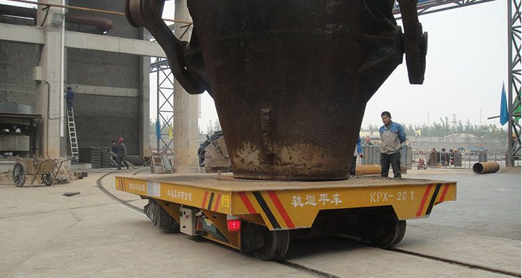 Steel Plant On Rail Transfer Cart , Hydraulic Lifting Motorized Rail Cart Molten Steel Carriage