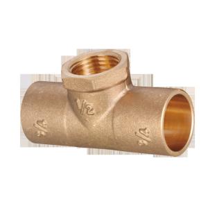 China 3/4''*3/4''*1/2'' NPT Female Brass Tee Fitting Yellow Color factory