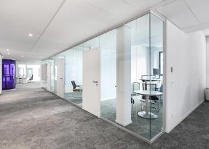 China Office Frameless Glass Partition Wall Single Double Glass Partition Wall Soundproof factory