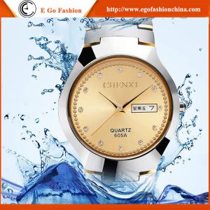China 605A Day&amp;Date Display Watches for Man Business Watch Golden Watch Quartz Watch Casual factory
