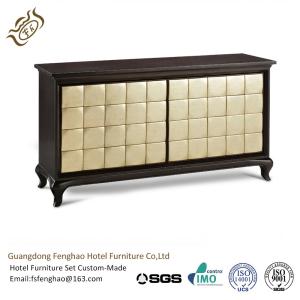 China Luxurious Antique Walnut Wood Console Table With Gold - Leaf For Villa Lobby factory