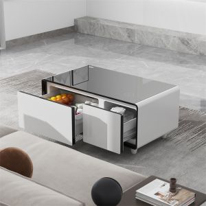 Mini Refrigerator Smart Coffee Table with Wine Cooler and Music Player Function