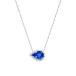 14K White Gold Heart Shaped Garnet Pendant Necklace , Petite Sapphire Chain