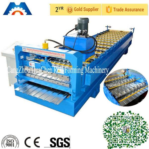 China 5.5 Kw Metal Wall Panel Roll Forming Machine C r 12 Cutting Blade with Hydraulic Cutting factory