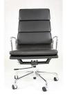 Full Genuine Leather Ergonomic Computer Chair , Black Comfortable Modern Office