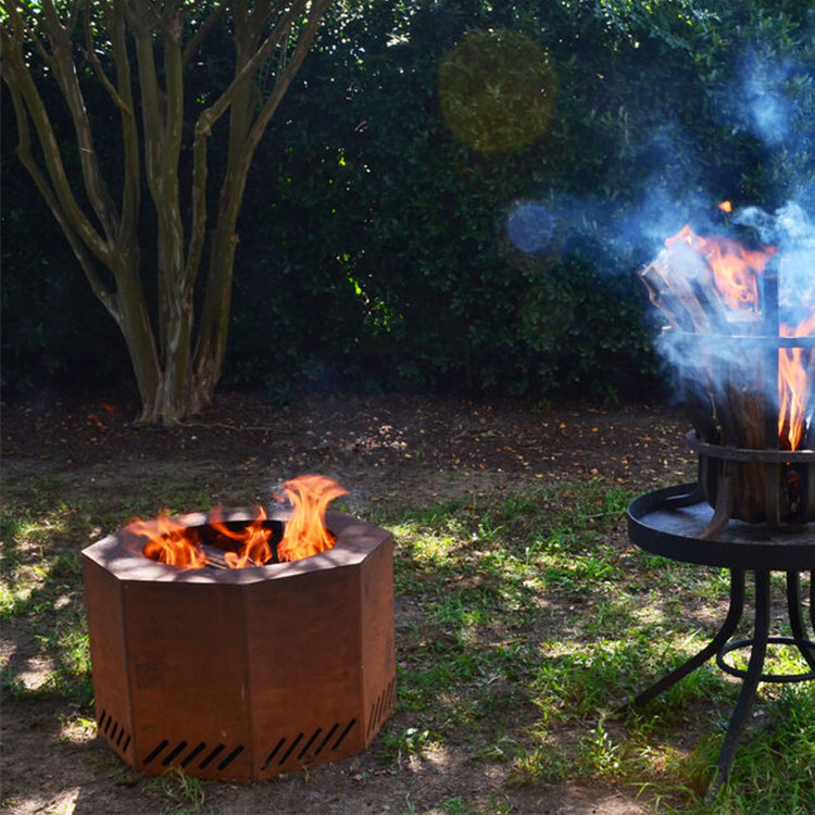 Outdoor Corrosion Material Corten Steel Metal Fire Pit Wood Burning Black 60-150cm