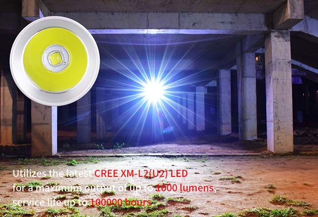 1000Lm High Power Rechargeable Tactical LED Flashlight IP68 Cree LED
