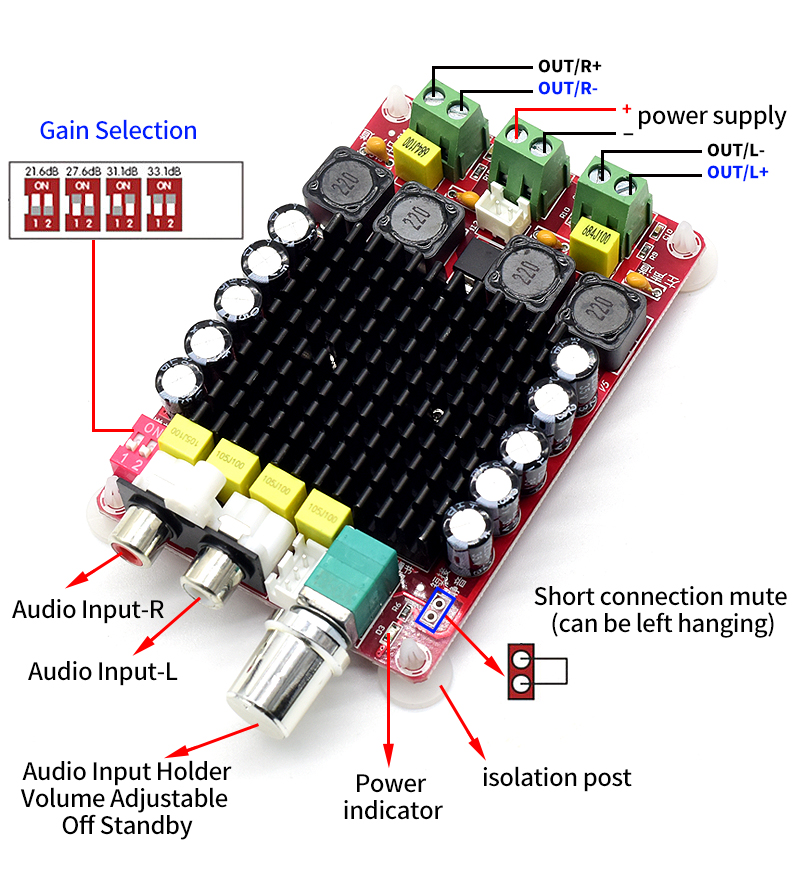 CA-7498 2*100W Dual Channel Power Amplifier Board for Home Stereo TDA7498 Audio Board