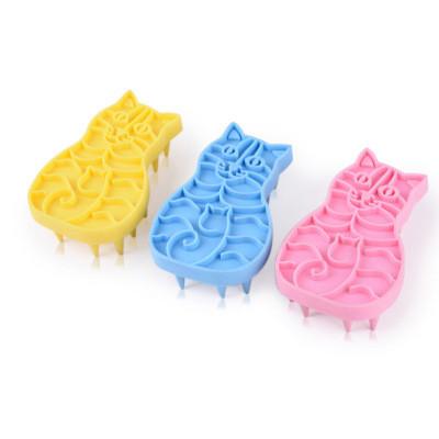 High Quality Rubber Pet Brush In The Shape Of Cat Silicone Pet Brush Professiona