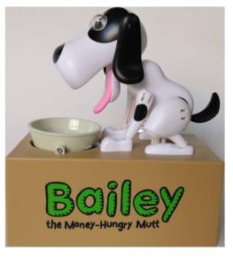 China Kingda Battery Operated Money Piggy Bank , 2 AA Battery 380g Dog Coin Bank Toy factory
