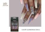 Glossy Pink Purple Hologram long coffin acrylic nails With Glitter
