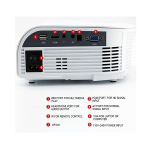 1200 Lumens 800x480 HDMI/AV/VGA/USB Input LED Video Projector HD Home Theater