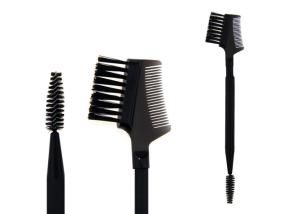 China Plastic Handle Double End Eyebrow Brush With Black Synthetic Hair factory