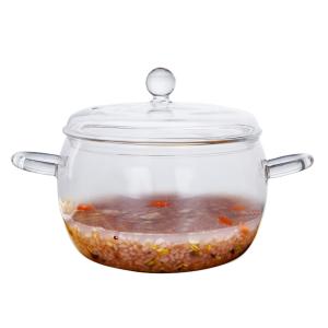 China Soup Round Double Ears 1800ml Borosilicate Glass Pot factory