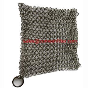China 4x4 Inch Square Stainless Steel Chainmail Scrubber For Kitchen factory