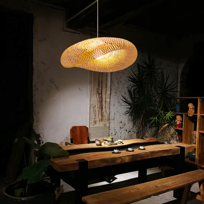 Customized Three Head Rattan Pendant Light Lamps With Switch Control