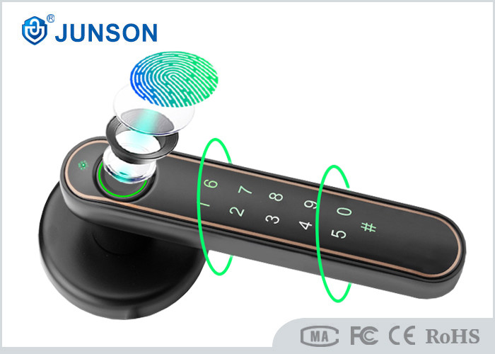 Curved Handle Fingerprint Door Lock Black Color Bluetooth Tuya App
