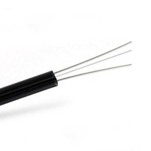 China Metal Butterfly FTTH Fiber Optic Cable Indoor GJXFH2B PVC Black Sheath factory