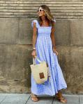 ODM Casual Swing Dress Knitted Full Length Multicolor Round Collar