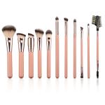 Complete Face And Eye Cosmetic Makeup Brush Set Champagne Gold Color
