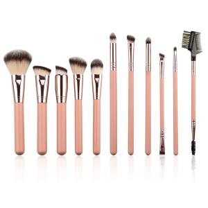 China 11pcs Premium Private Vegan Cosmetic Brush Custom Pink Double Headed factory